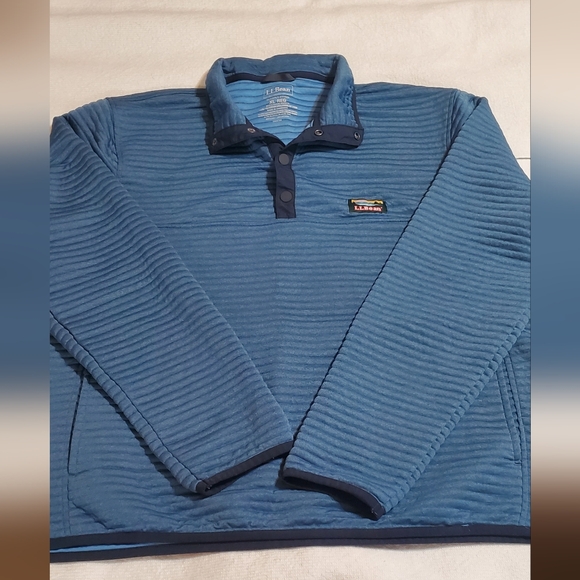 L.L. Bean Men's Teal And Navy Trim 1/4 Snap Ribbed Pull Over With Pockets. Sz XL - Picture 8 of 8